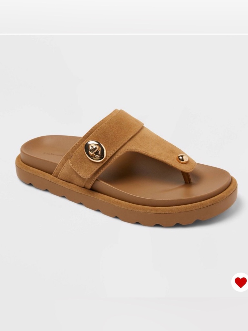 Universal Thread Tan Suede Slide Sandals with Gold Hardware